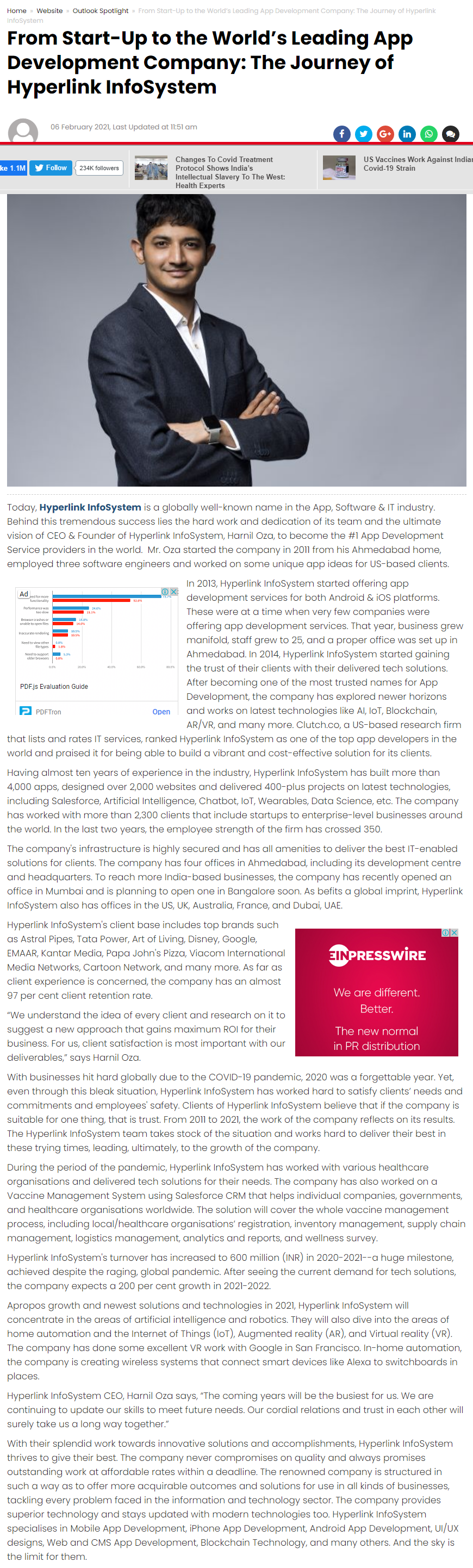 outlook india hyperlink infosystem